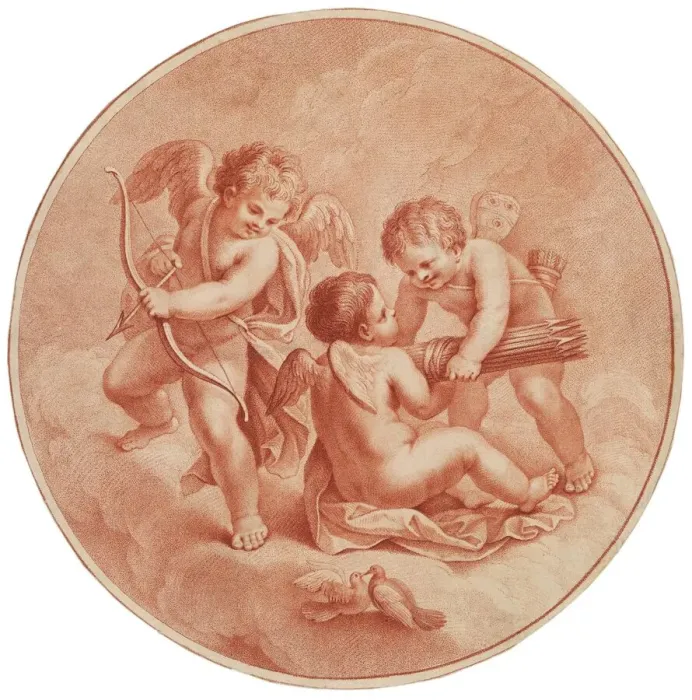 Gerahmter Druck : Engel in Wolken 18C Gerahmter Druck : Engel in Wolken 18C