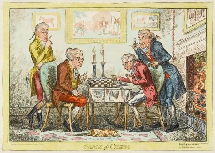 Gerahmter Druck : Schach (Cruikshank)