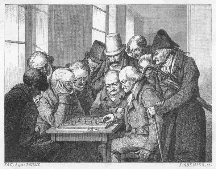 Gerahmter Druck : Schach im Pariser Café Gerahmter Druck : Schach im Pariser Café