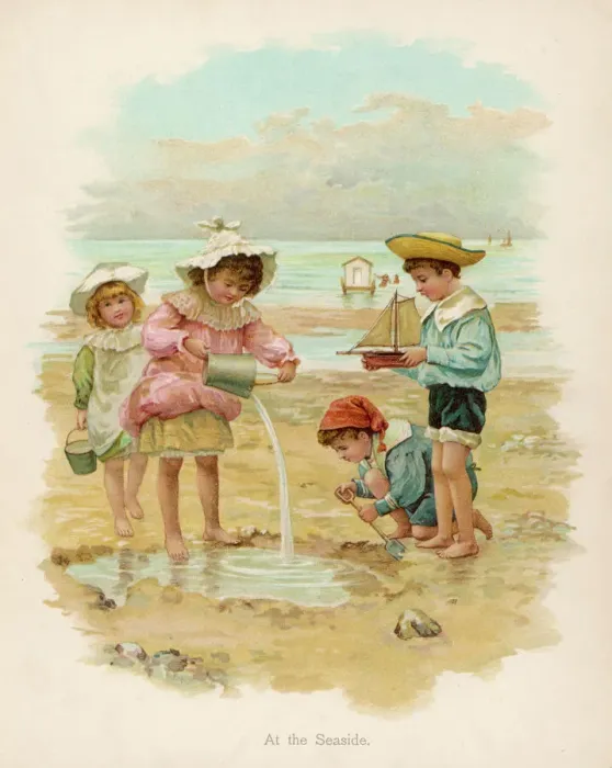 Gerahmter Druck : Kinder spielen am Strand Gerahmter Druck : Kinder spielen am Strand