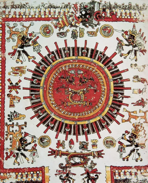 Gerahmter Druck : Der Codex Borbonicus ist ein azteker Kodizik, geschrieben von einem aztekischen Priester Gerahmter Druck : Der Codex Borbonicus ist ein azteker Kodizik, geschrieben von einem aztekischen Priester