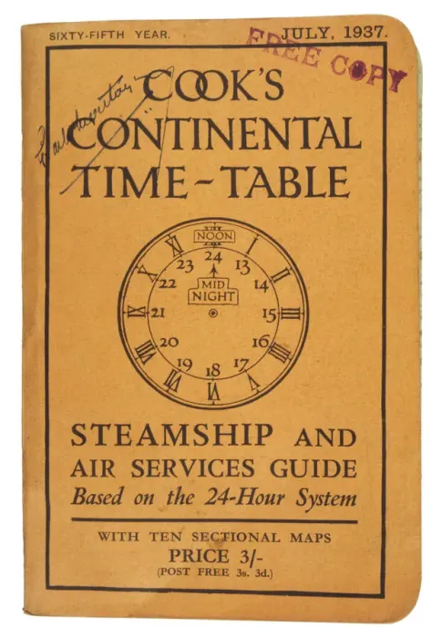 Gerahmter Druck : KÖCHENS TIMETABLE 1937 Gerahmter Druck : KÖCHENS TIMETABLE 1937
