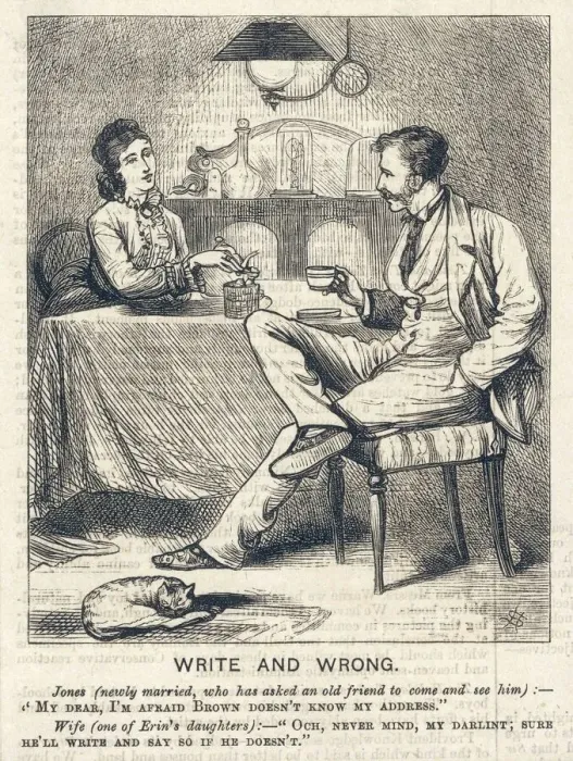 Gerahmter Druck : Paar Trinkt Tee 1875 Gerahmter Druck : Paar Trinkt Tee 1875