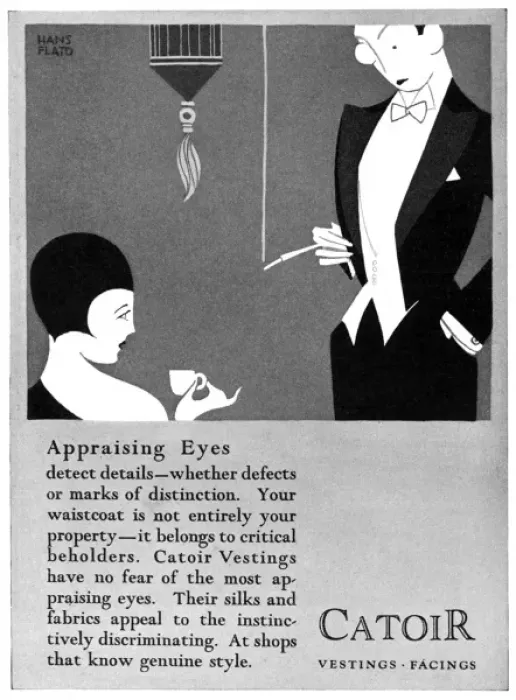 Gerahmter Druck : Dapper Gentleman mit Schnurhalsstumpf