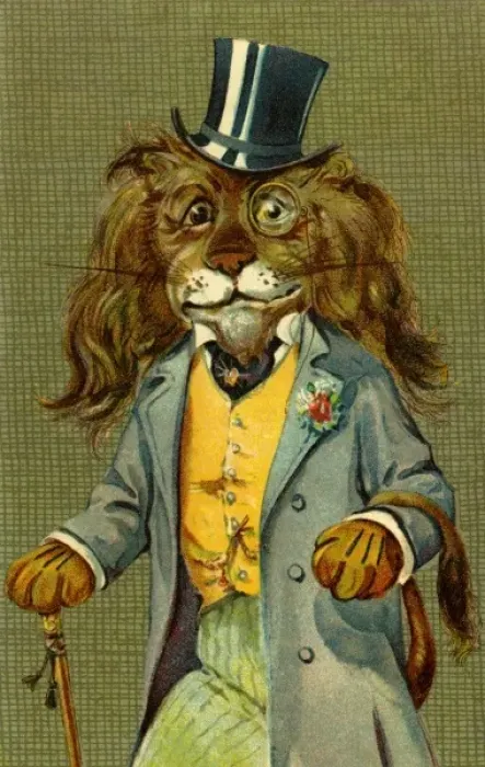Gerahmter Druck : Der elegante Löwe von G.H.Thompson Gerahmter Druck : Der elegante Löwe von G.H.Thompson