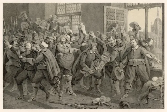 Gerahmter Druck : Die Fenstersturz von Prag