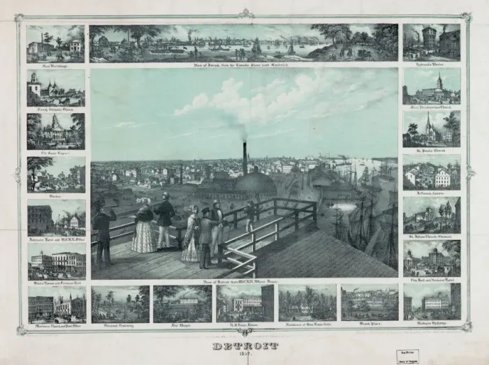 Gerahmter Druck : Detroit 1852