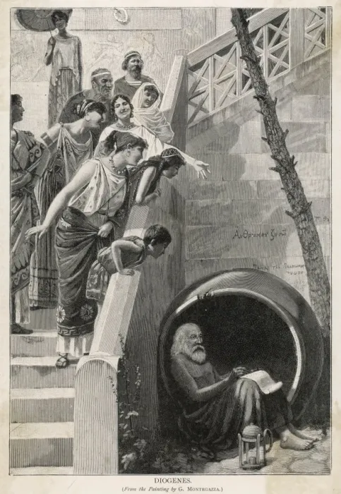 Gerahmter Druck : Diogenes im Korb Gerahmter Druck : Diogenes im Korb