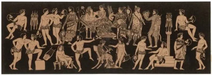 Gerahmter Druck : Dionysos bei einem Fest Gerahmter Druck : Dionysos bei einem Fest