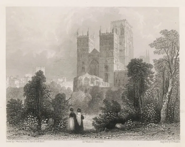Gerahmter Druck : Durham  /  Dom zu Durham 1837