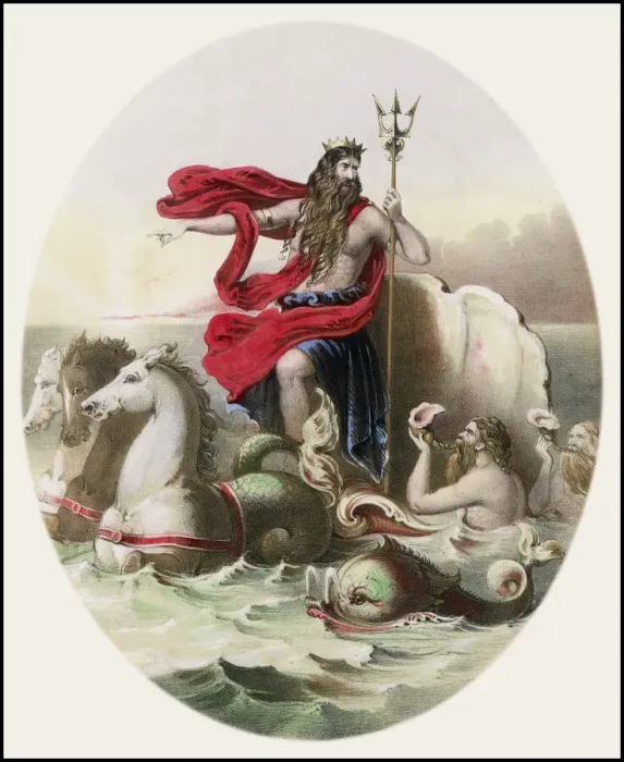 Gerahmter Druck : Phantasie-Tiere / Neptun Gerahmter Druck : Phantasie-Tiere / Neptun