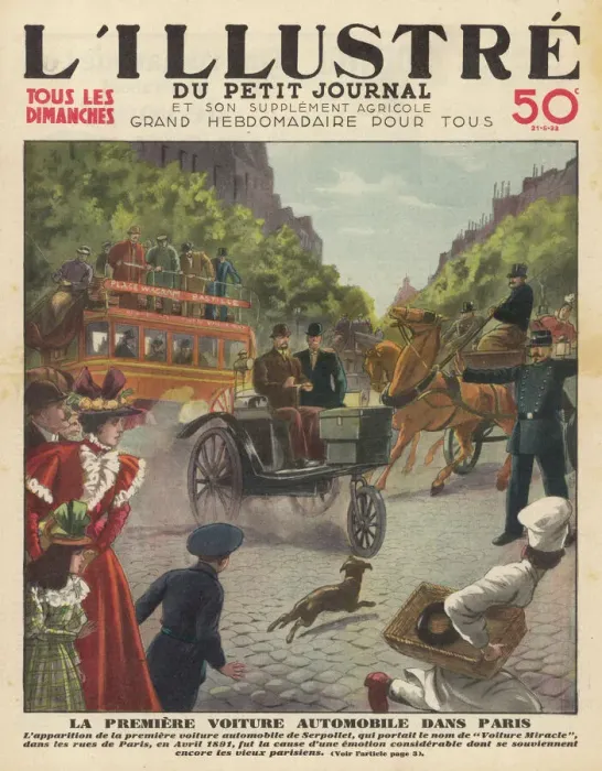 Gerahmter Druck : Erster Wagen in Paris Gerahmter Druck : Erster Wagen in Paris