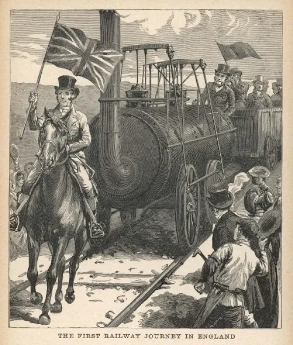 Gerahmter Druck : Erste Eisenbahn 1825. Gerahmter Druck : Erste Eisenbahn 1825.