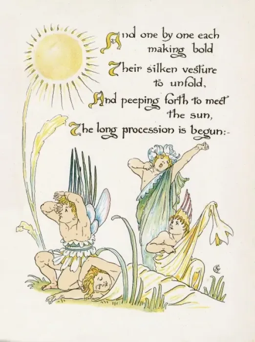 Gerahmter Druck : Blumenfest / Walter Crane Gerahmter Druck : Blumenfest / Walter Crane