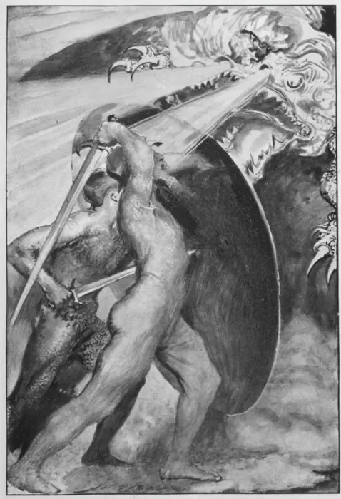 Gerahmter Druck : Ritter Beowulf und der Drache Gerahmter Druck : Ritter Beowulf und der Drache