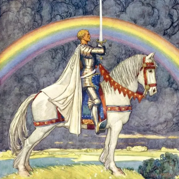 Gerahmter Druck : Sankt Georg und Regenbogen Gerahmter Druck : Sankt Georg und Regenbogen