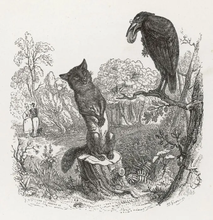 Gerahmter Druck : Der Fuchs und der Käfer
