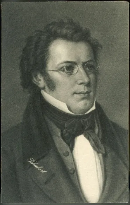 Gerahmter Druck : Franz Schubert / Briefkarte Gerahmter Druck : Franz Schubert / Briefkarte
