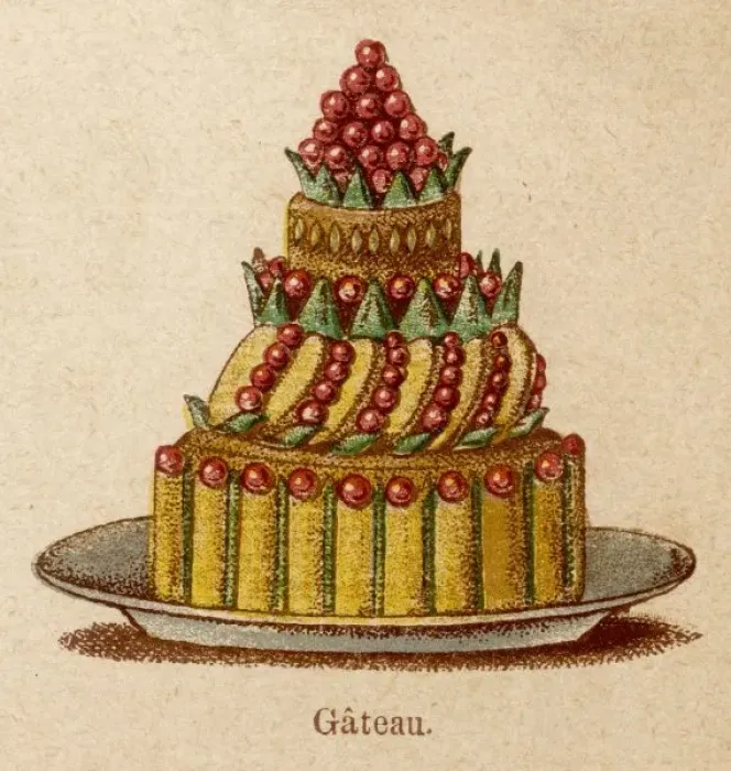 Gerahmter Druck : GATEAU. Ein Gateau Gerahmter Druck : GATEAU. Ein Gateau