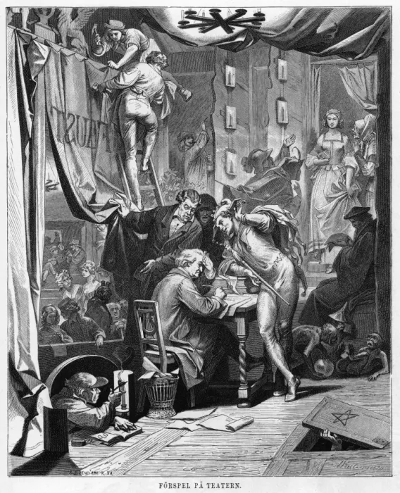 Gerahmter Druck : Faust mit Goethe Charaktere