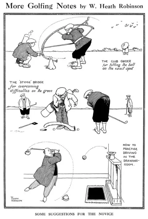 Gerahmter Druck : Weitere Golfnotizen von William Heath Robinson. Gerahmter Druck : Weitere Golfnotizen von William Heath Robinson.
