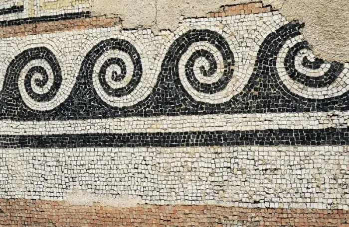 Gerahmter Druck : GREECE. Griechenland, Kykladen, Delos, geometrische Motive-Mosaik Gerahmter Druck : GREECE. Griechenland, Kykladen, Delos, geometrische Motive-Mosaik