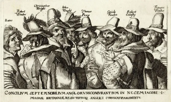 Gerahmter Druck : Putsch mit Schwarzpulver 1605 Gerahmter Druck : Putsch mit Schwarzpulver 1605