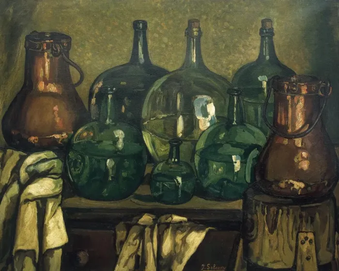 Gerahmter Druck : José Luis Gutiérrez Solana, Stillleben mit Flasche Gerahmter Druck : José Luis Gutiérrez Solana, Stillleben mit Flasche