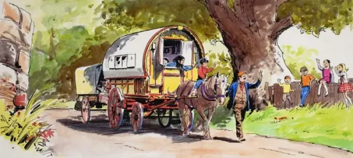 Gerahmter Druck : Zigeunerwagen Gerahmter Druck : Zigeunerwagen