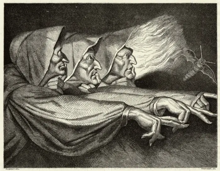 Gerahmter Druck : Macbeth / Hexen / 1863 Gerahmter Druck : Macbeth / Hexen / 1863