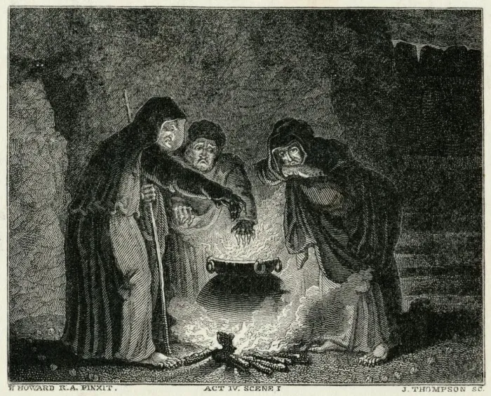 Gerahmter Druck : Macbeth / Hexen / Kessel Gerahmter Druck : Macbeth / Hexen / Kessel