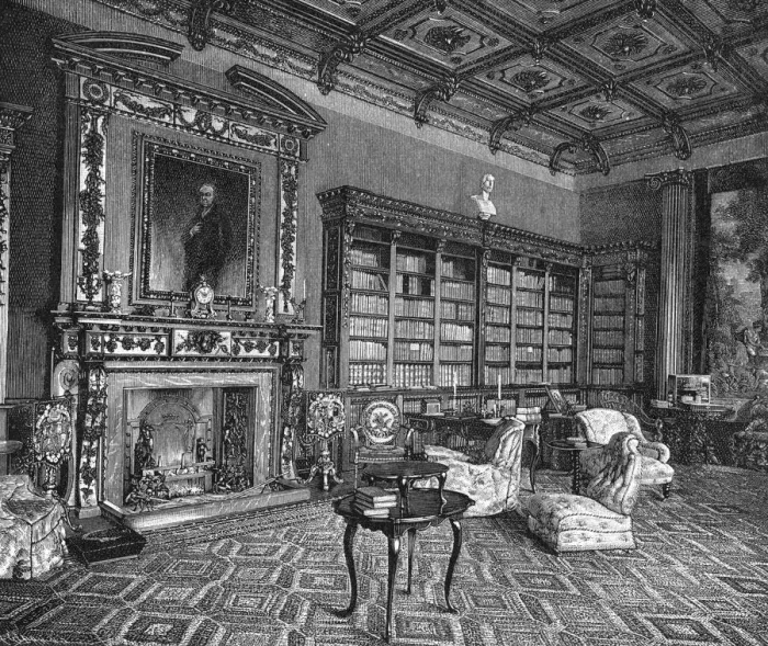 Gerahmter Druck : Hochcliffe Burgratsschloss Bibliothek Gerahmter Druck : Hochcliffe Burgratsschloss Bibliothek