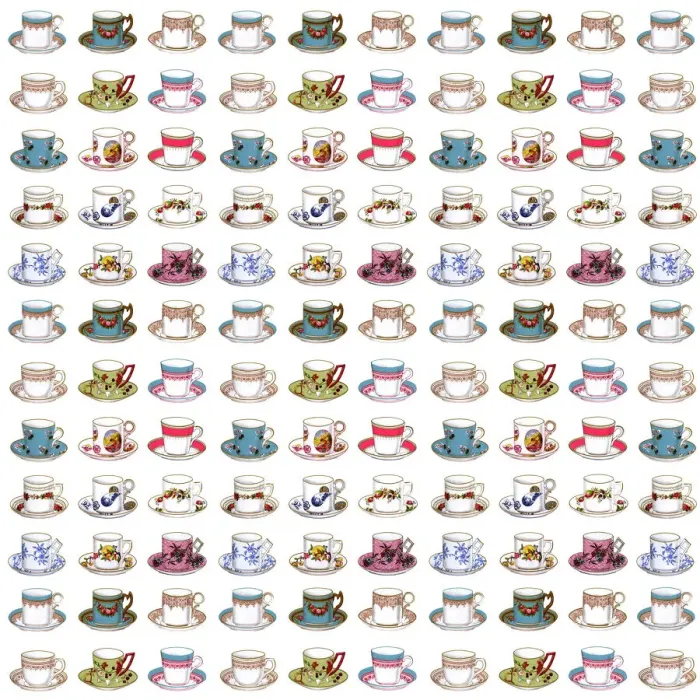 Gerahmter Druck : Wiederholtes Muster - Teacups Gerahmter Druck : Wiederholtes Muster - Teacups