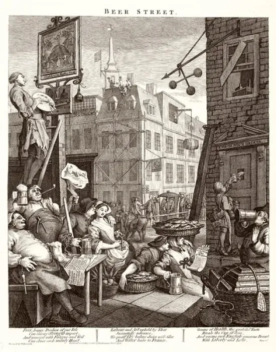 Gerahmter Druck : Hogarths, Bierstraße Gerahmter Druck : Hogarths, Bierstraße