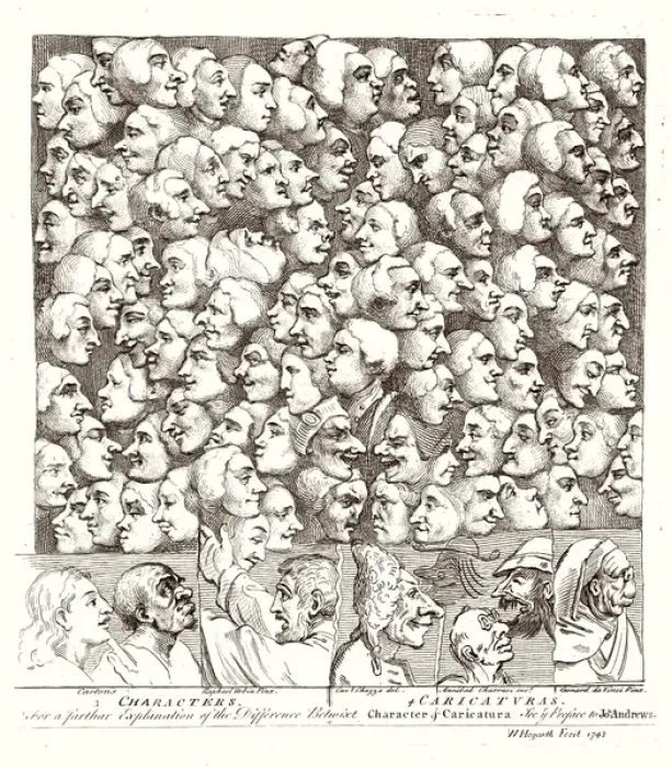 Gerahmter Druck : Hogarths Gesicht 1807 Gerahmter Druck : Hogarths Gesicht 1807