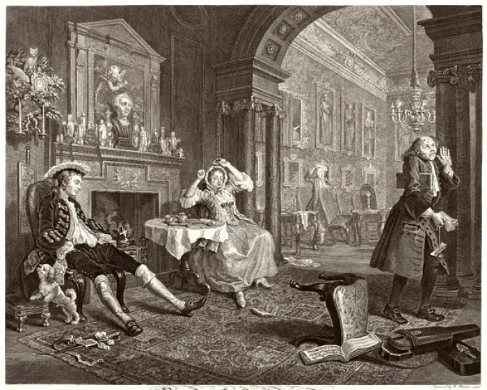 Gerahmter Druck : Hogarth / Ehe-Modus 2 Gerahmter Druck : Hogarth / Ehe-Modus 2