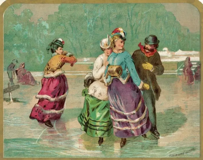 Gerahmter Druck : Eislaufen / 1870 Gerahmter Druck : Eislaufen / 1870