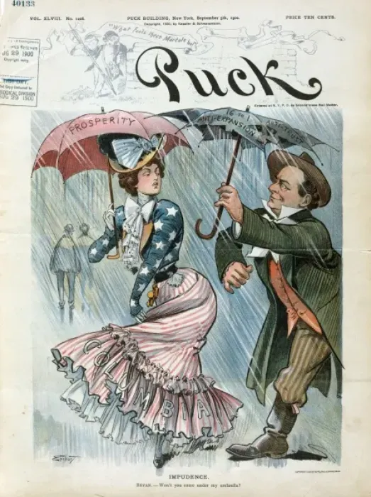 Gerahmter Druck : Impudence. Impudenz. Eine Zeichnung zeigt William Jennings Bryan einen Gerahmter Druck : Impudence. Impudenz. Eine Zeichnung zeigt William Jennings Bryan einen