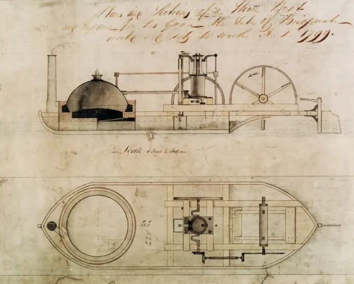 Gerahmter Druck : Der Bridgwater-Kanalbootdiagramm von William Sherratt aus dem Jahr 1799
