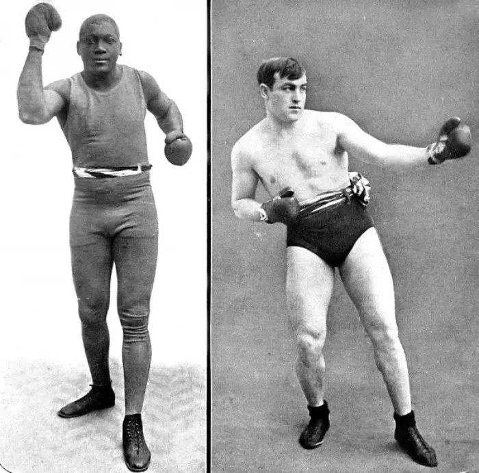 Gerahmter Druck : Jack Johnson und Tommy Burns, 1908 Gerahmter Druck : Jack Johnson und Tommy Burns, 1908