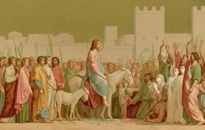 Gerahmter Druck : Jesu auf einem Esel (Kol) Gerahmter Druck : Jesu auf einem Esel (Kol)