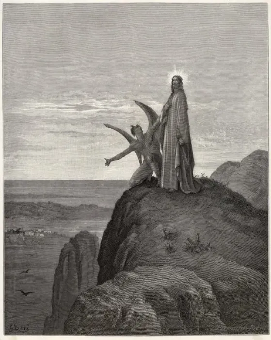 Gerahmter Druck : Jesu Versuchung Gerahmter Druck : Jesu Versuchung