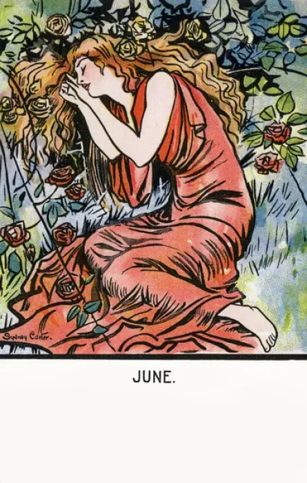 Gerahmter Druck : Juni, Göttin Flora