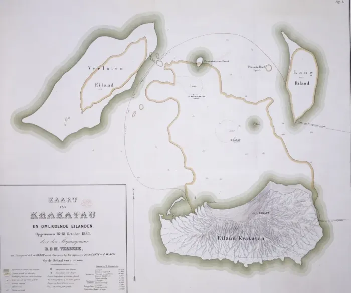 Gerahmter Druck : Krakataumap Gerahmter Druck : Krakataumap