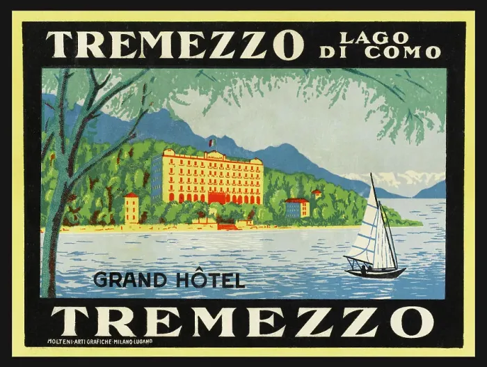 Gerahmter Druck : Etikett, Hotel am See Como Gerahmter Druck : Etikett, Hotel am See Como