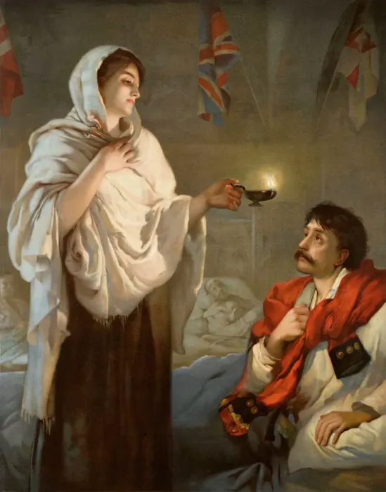 Gerahmter Druck : Die Dame mit der Lampe Florenz-Nightingal Gerahmter Druck : Die Dame mit der Lampe Florenz-Nightingal