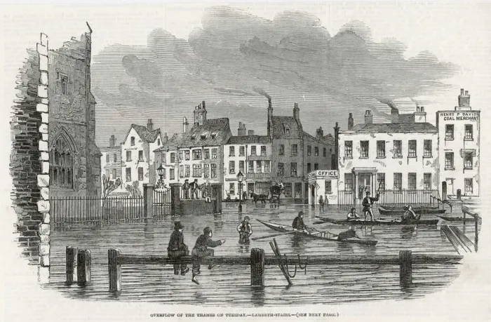 Gerahmter Druck : Flut von Lambeth 1850 Gerahmter Druck : Flut von Lambeth 1850