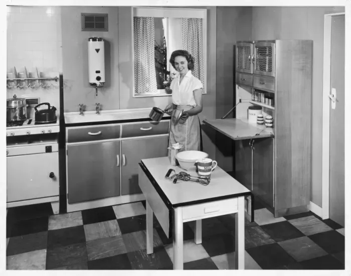 Gerahmter Druck : Spätestes 1950er Küchenstil