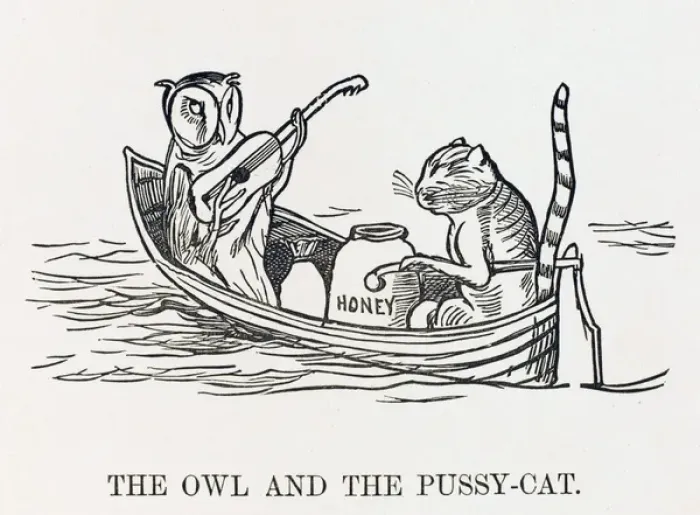 Gerahmter Druck : Kuh und Eule / Puusa Katze / C19 Gerahmter Druck : Kuh und Eule / Puusa Katze / C19