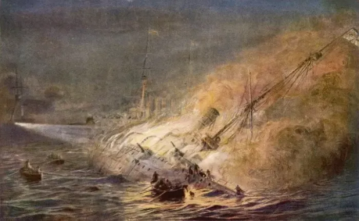 Gerahmter Druck : Leipzig sinkt 1914 Gerahmter Druck : Leipzig sinkt 1914